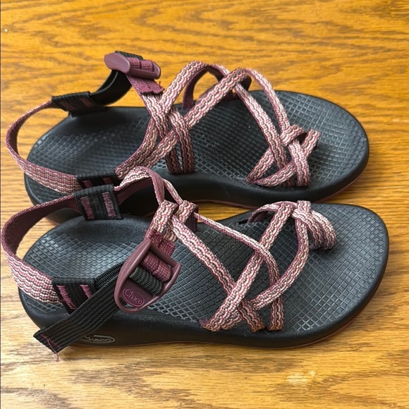 Pink and Black Strappy Sandals - Picture 2 of 4